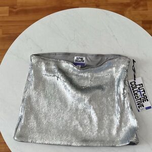 Future Collective Silver Sequin skirt